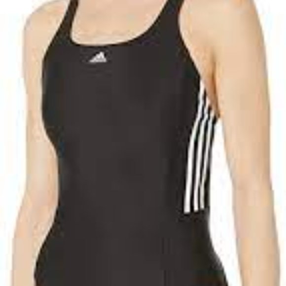 adidas Women's Standard Sh3.ro Mid 3-Stripes Swimsuit - Size 10 - Picture 2 of 2